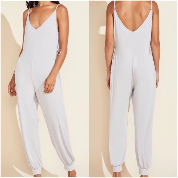 EBERJEY Finley Knotted Stretch-Jersey Jumpsuit in Soft Gray - Picture 6 of 14